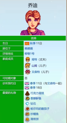 《星露谷物语》乔迪爱心事件一览