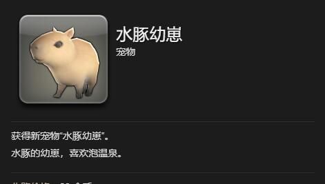 《最终幻想14：水晶世界》水豚幼崽获得方法