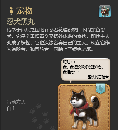 《最终幻想14：水晶世界》忍犬黑丸宠物获得方法