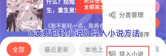 《菠萝包轻小说》导入小说方法