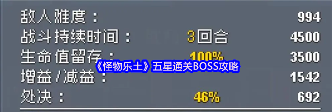 《怪物乐土》五星通关BOSS攻略