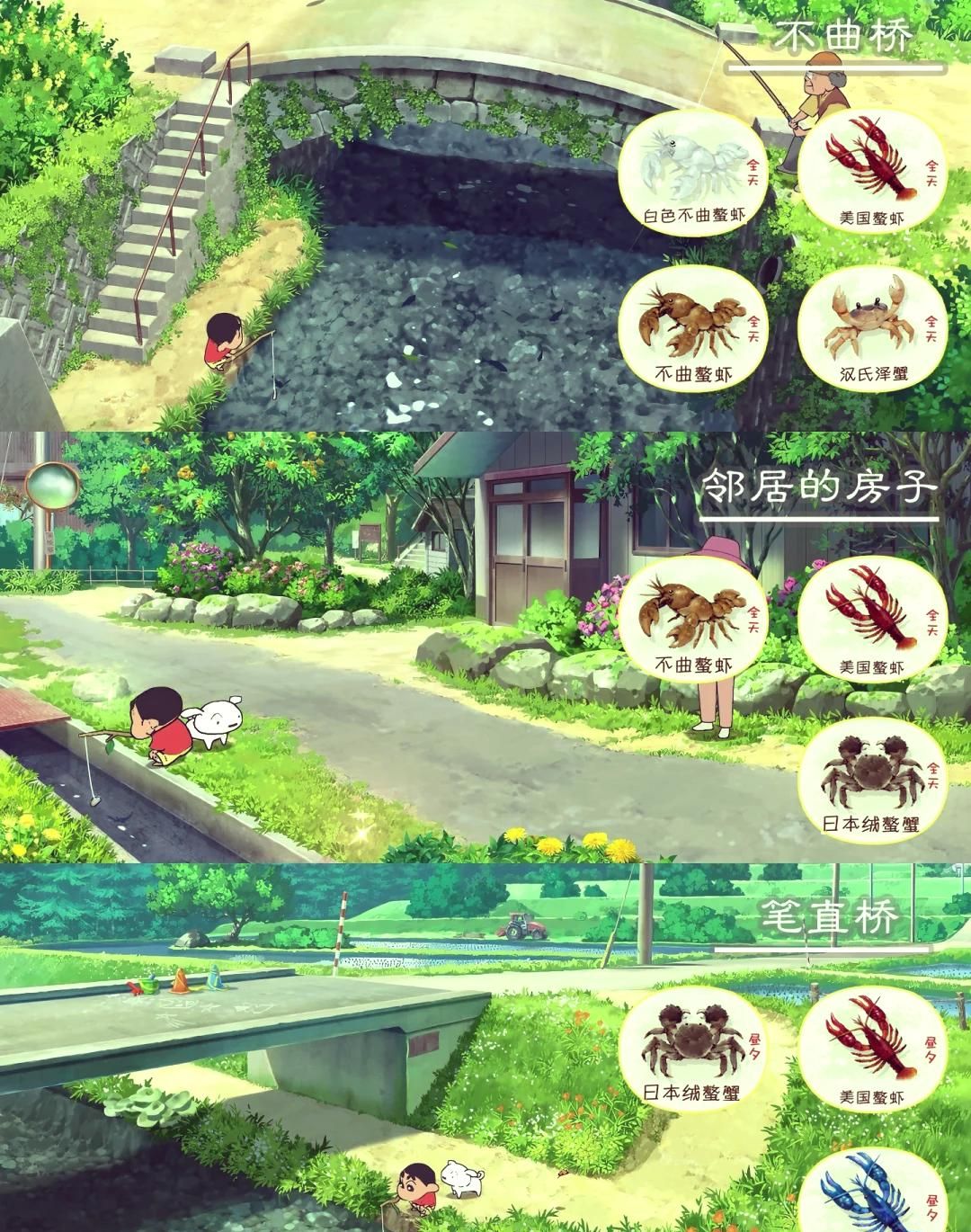 《蜡笔小新：煤炭镇的小白》全鱼虾分布图一览