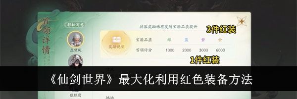 《仙剑世界》最大化利用红色装备方法