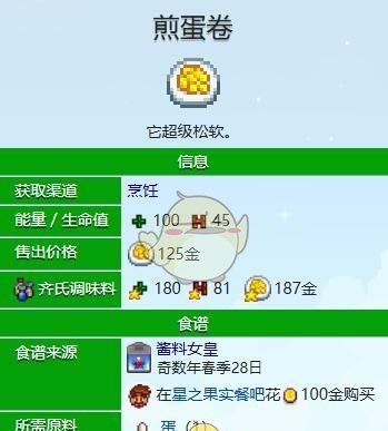 《星露谷物语》煎蛋卷食谱获得方法