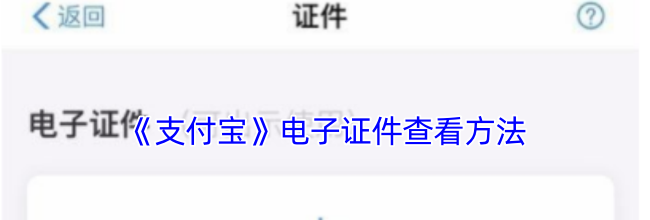《支付宝》电子证件查看方法