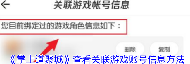 《掌上道聚城》查看关联游戏账号信息方法